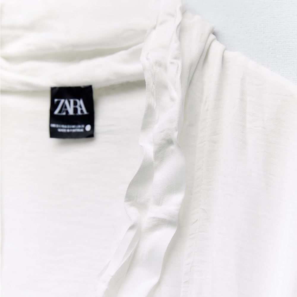 ZARA NWT WHITE TIE WRINKLE KIMONO - Picture 7 of 11